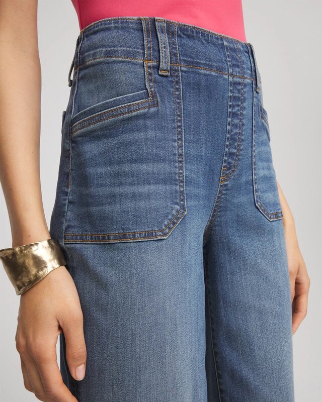 Pull-On Cropped Wide-Leg Frayed Jeans - image 4